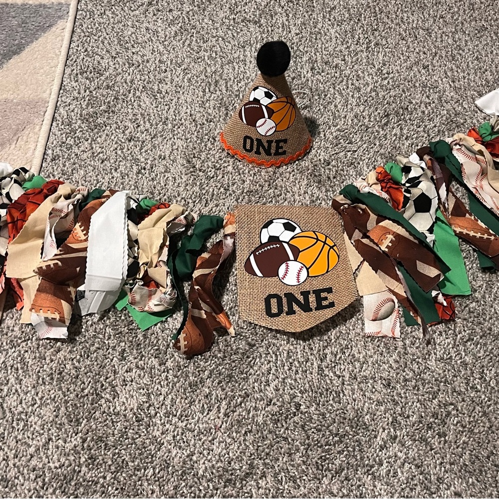 First birthday sports party decor bundle
